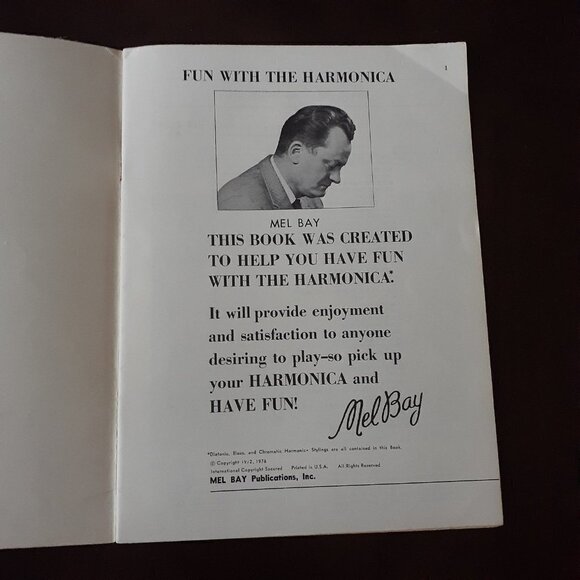 Mel Bay's Fun with the Harmonica Bill Bay Vintage 1970's Instruction Book - Picture 3 of 4